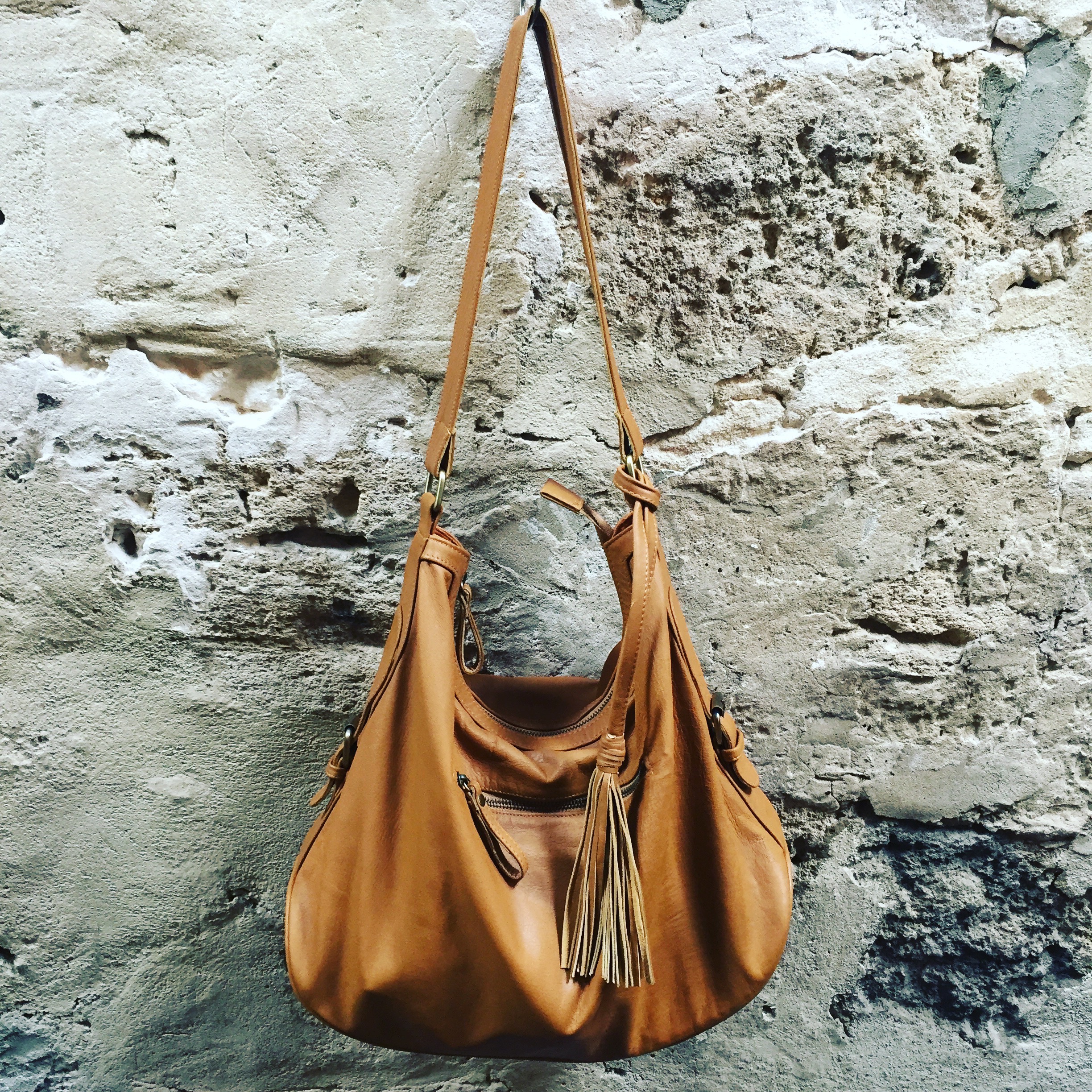 tan tassel bag